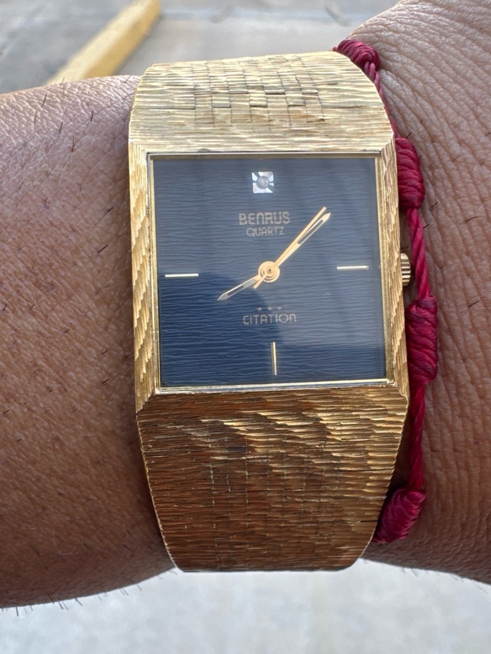 Benrus  Citation Rare Gold Plated Quartz Men’s Watch with sliding clasp